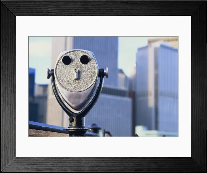 Framed Print : Binoculars for viewing Manhattan skyline Framed Print : Binoculars for viewing Manhattan skyline