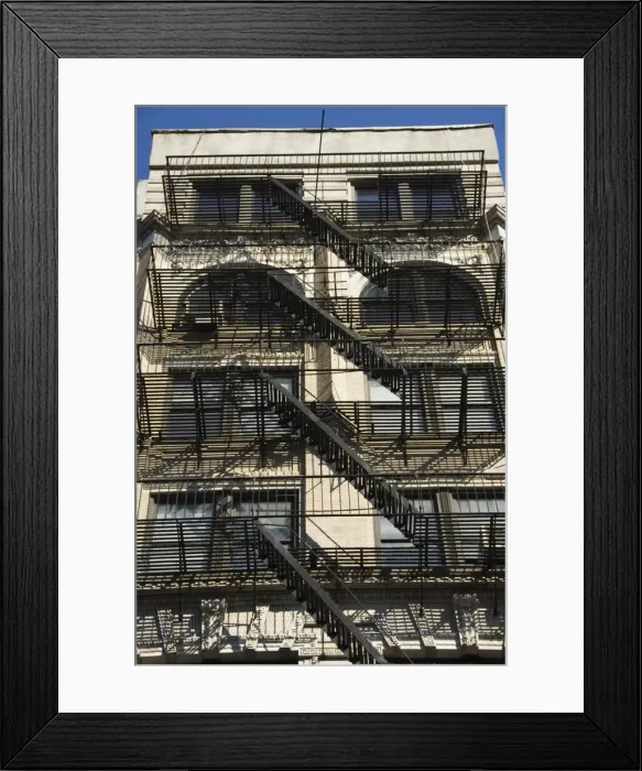 Framed Print : Fire escapes on the outside of buildings in Spring Street Framed Print : Fire escapes on the outside of buildings in Spring Street