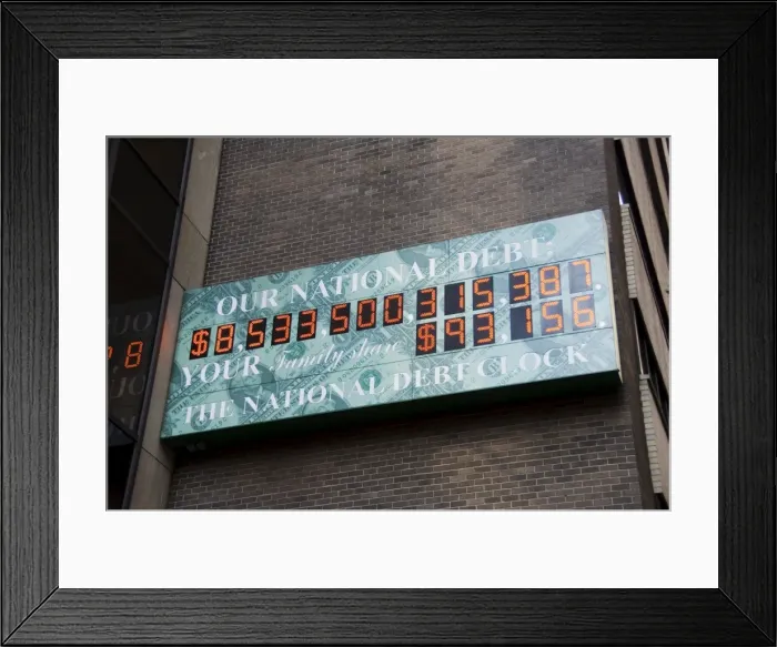 Framed Print : Sign showing the National Debt of the United States Framed Print : Sign showing the National Debt of the United States