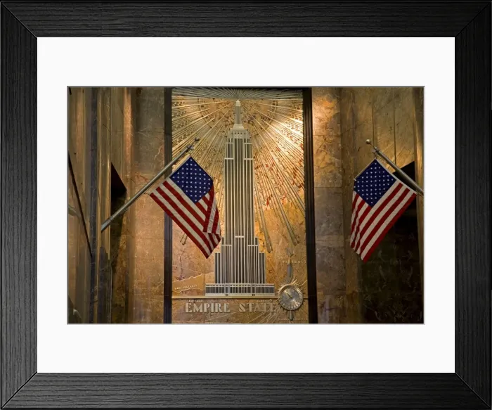 Framed Print : Wall detail of Empire State Building lobby Framed Print : Wall detail of Empire State Building lobby