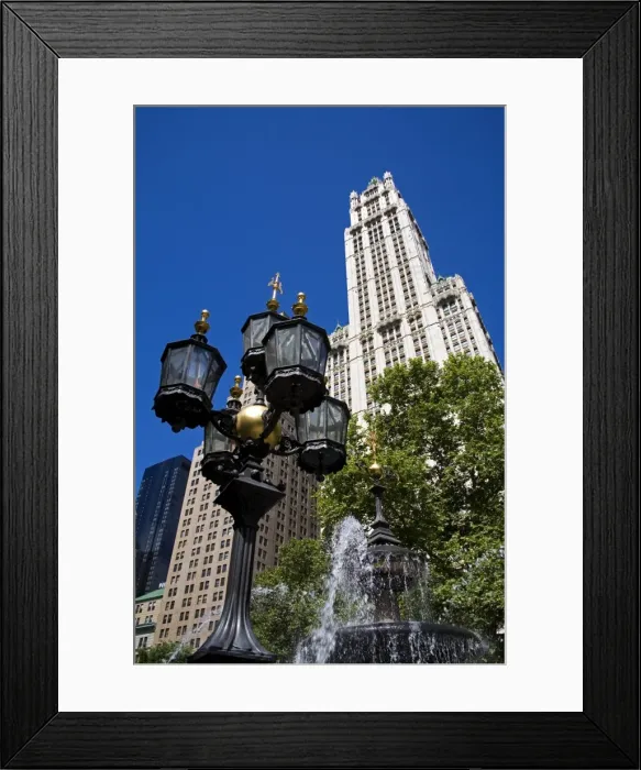 Framed Print : Woolworth Building and Croton Fountain Framed Print : Woolworth Building and Croton Fountain