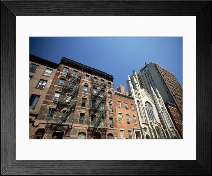 Framed Print : Street with tenements and church