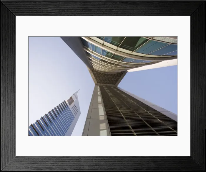Framed Print : Low view of the Emirates Towers Framed Print : Low view of the Emirates Towers