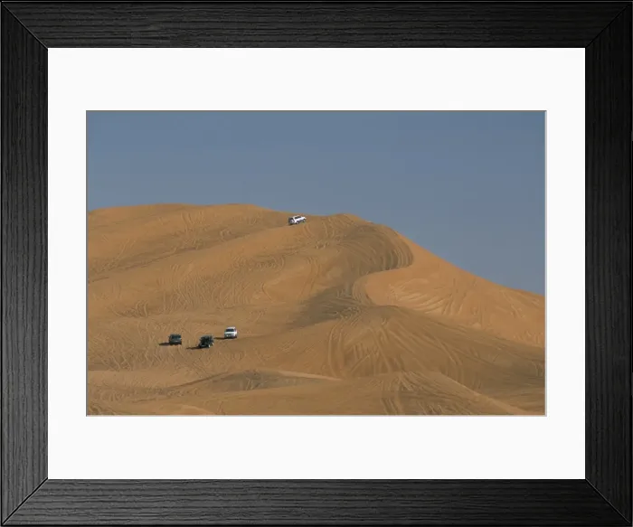 Framed Print : Tourists dune-bashing in 4 wheel drive vehicles in Framed Print : Tourists dune-bashing in 4 wheel drive vehicles in