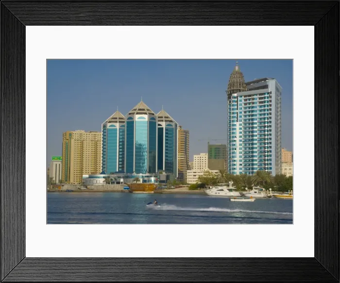 Framed Print : Sharjah Creek skyline, Sharjah, United Arab Emirates (U Framed Print : Sharjah Creek skyline, Sharjah, United Arab Emirates (U