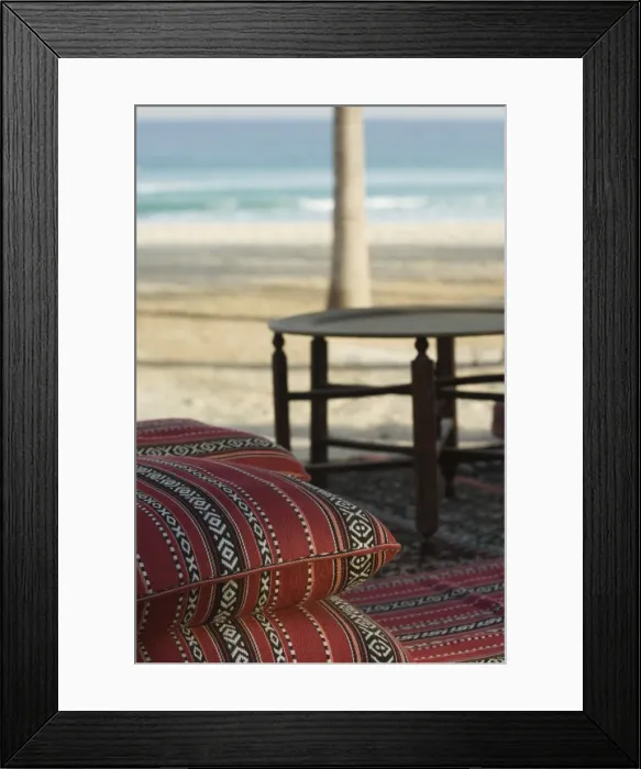 Framed Print : Arabian cushions on the beach Framed Print : Arabian cushions on the beach