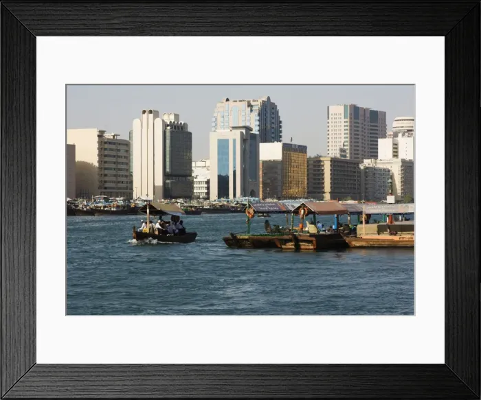 Framed Print : Abras (small ferries) crossing Dubai Creek Framed Print : Abras (small ferries) crossing Dubai Creek