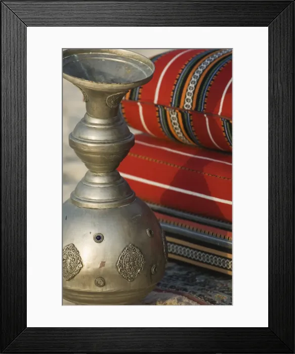 Framed Print : Arabic cushions and pot Framed Print : Arabic cushions and pot