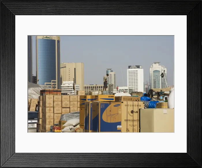 Framed Print : Goods on dockside of the Dhow Wharfage awaiting shipment