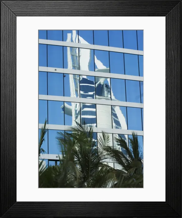Framed Print : Burj Al Arab Hotel reflected in the Jumeirah Beach Hotel Framed Print : Burj Al Arab Hotel reflected in the Jumeirah Beach Hotel