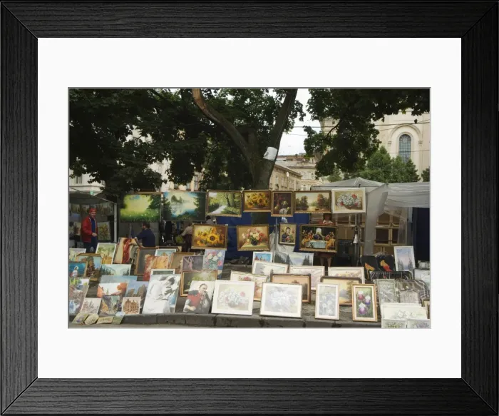 Framed Print : Paintings for sale at Flea Market Framed Print : Paintings for sale at Flea Market