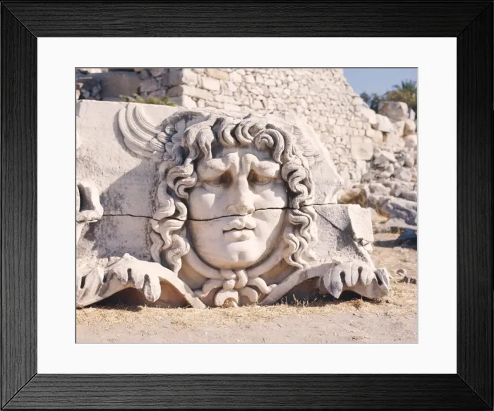 Framed Print : Carved head of Medusa at the archaeological site of Didyma Framed Print : Carved head of Medusa at the archaeological site of Didyma