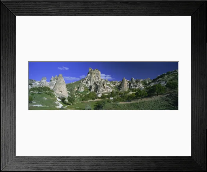 Framed Print : Panoramic view of ancient cave dwellings in the volcanic Framed Print : Panoramic view of ancient cave dwellings in the volcanic