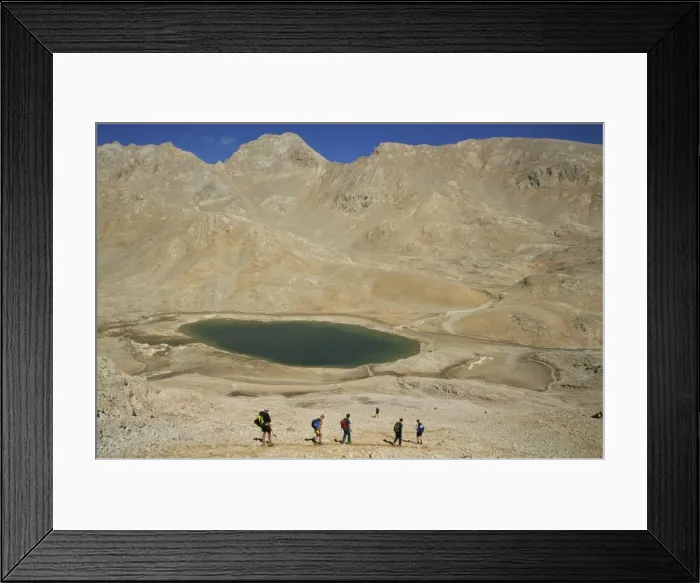 Framed Print : Trekking past lake on Yedigoller Plateau (Seven Lakes) Framed Print : Trekking past lake on Yedigoller Plateau (Seven Lakes)