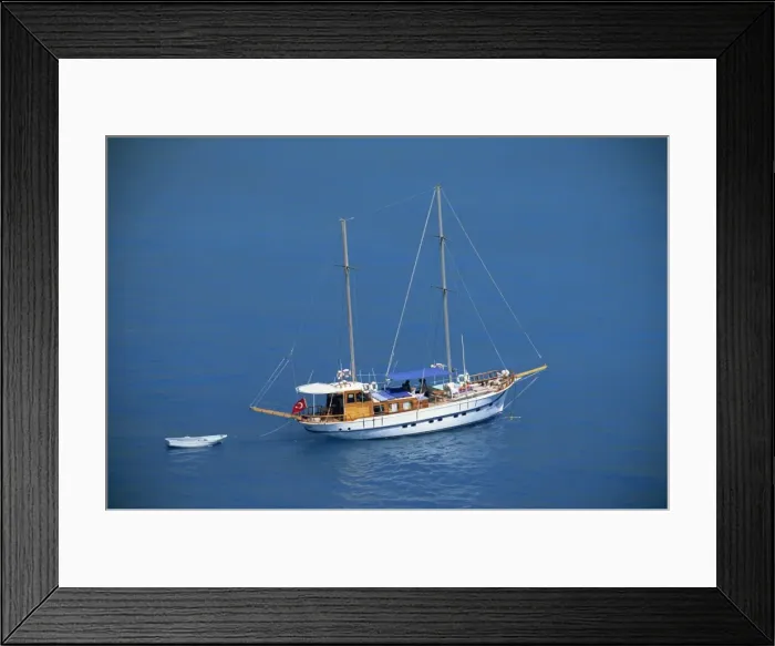 Framed Print : A gulet in blue sea off Turkey Framed Print : A gulet in blue sea off Turkey