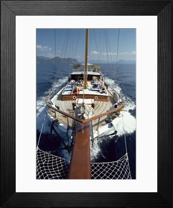 Framed Print : Tourists sunbathing on deck of gulet Framed Print : Tourists sunbathing on deck of gulet