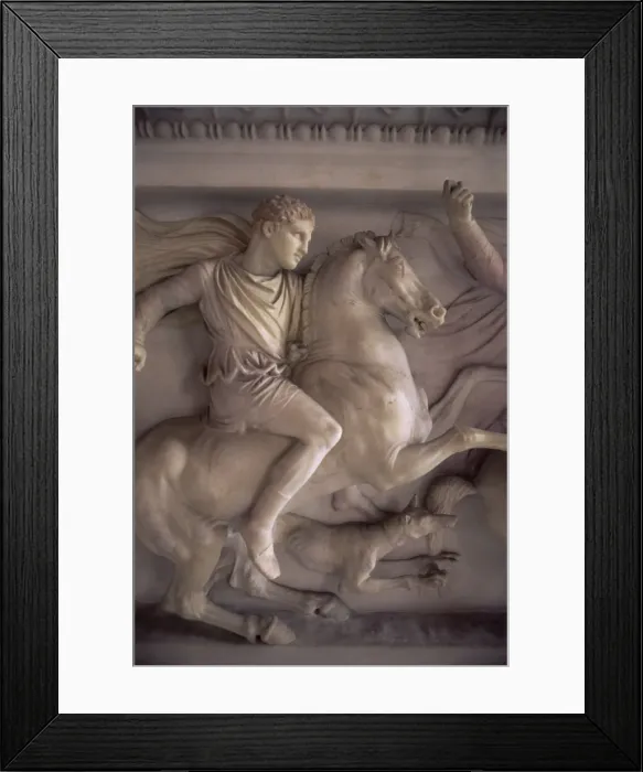Framed Print : Detail of the marble sarcophagus of Alexander the Great Framed Print : Detail of the marble sarcophagus of Alexander the Great