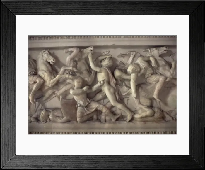 Framed Print : Detail of the marble sarcophagus of Alexander the Great Framed Print : Detail of the marble sarcophagus of Alexander the Great
