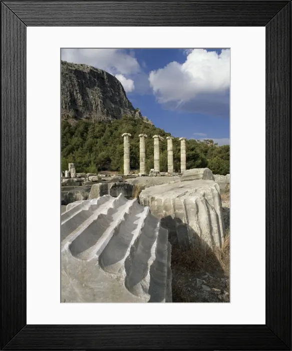 Framed Print : Ionian temple to Athena and the Greek theatre Framed Print : Ionian temple to Athena and the Greek theatre