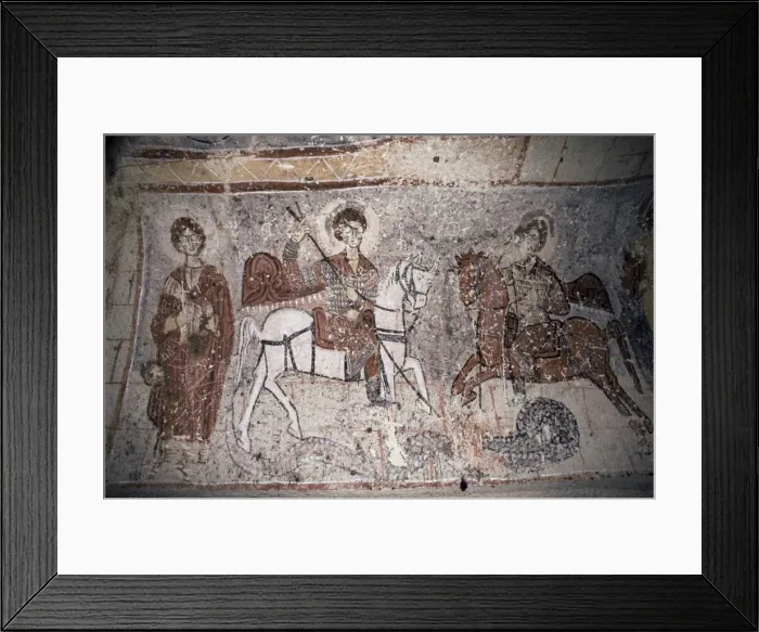 Framed Print : Fresco in Church of the Serpent, figure could be St Framed Print : Fresco in Church of the Serpent, figure could be St