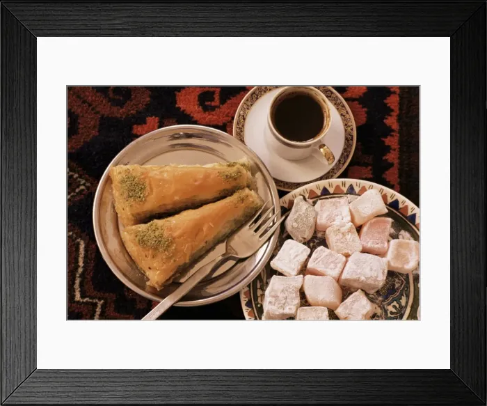 Framed Print : Typical Turkish desserts of baklava Framed Print : Typical Turkish desserts of baklava