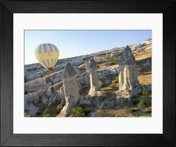Framed Print : Hot air ballooning over rock formations Framed Print : Hot air ballooning over rock formations