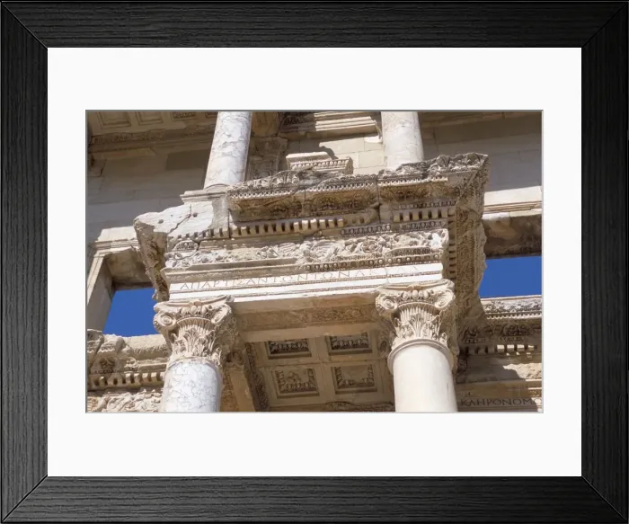 Framed Print : Detail of reconstructed library Framed Print : Detail of reconstructed library
