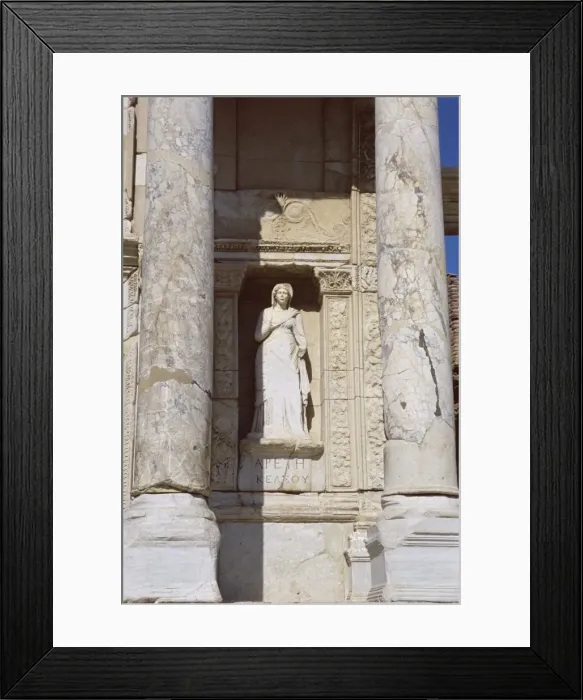 Framed Print : Statue in facade of reconstructed Library of Celsus Framed Print : Statue in facade of reconstructed Library of Celsus