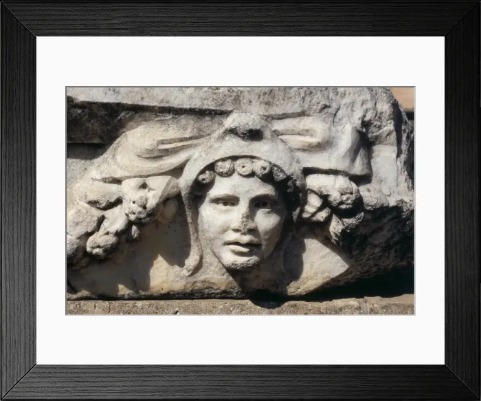 Framed Print : Detail of carved stone head Framed Print : Detail of carved stone head