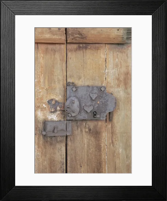 Framed Print : Close-up of lock on an old door Framed Print : Close-up of lock on an old door