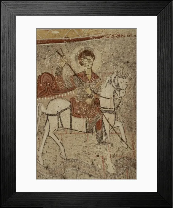 Framed Print : Close-up of wall painting (fresco) of St Framed Print : Close-up of wall painting (fresco) of St