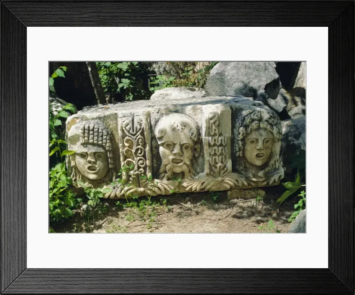 Framed Print : Greek tragic masks scattered among the ruins of ancient Myra Framed Print : Greek tragic masks scattered among the ruins of ancient Myra