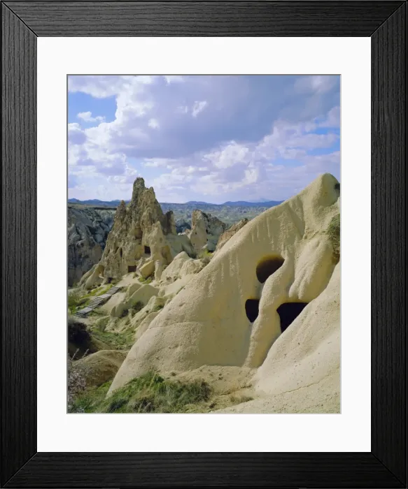 Framed Print : View of monastic dwellings in caves Framed Print : View of monastic dwellings in caves