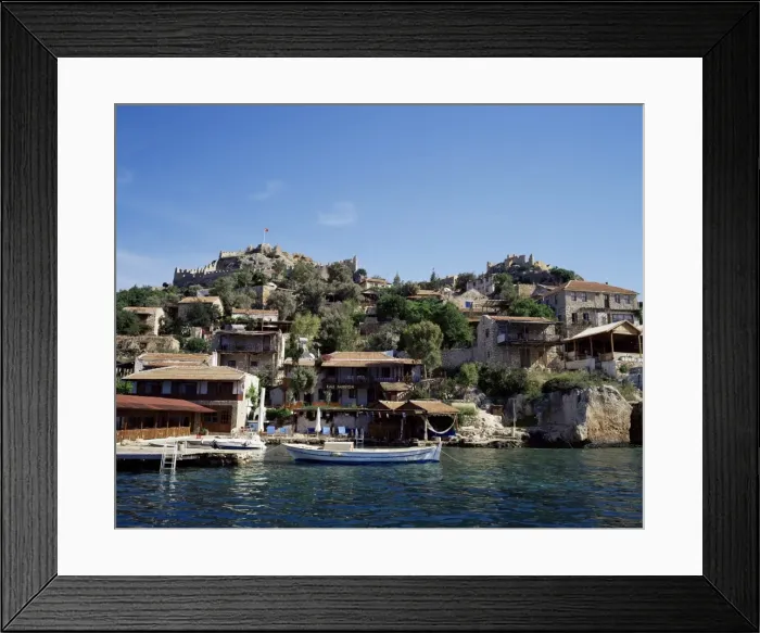 Framed Print : View from the sea of the village of Simena Framed Print : View from the sea of the village of Simena