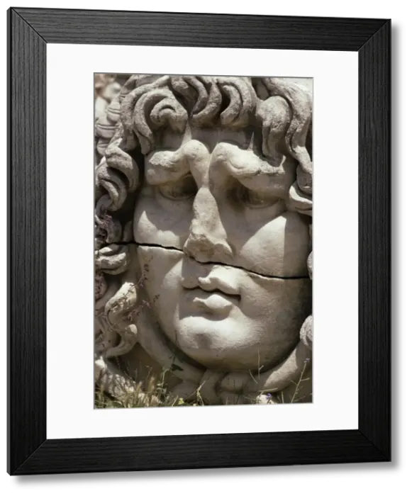 Framed Print : Close-up of carved head