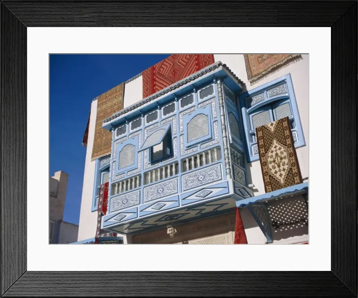 Framed Print : Typical decorative window in a carpet shop in the medina Framed Print : Typical decorative window in a carpet shop in the medina