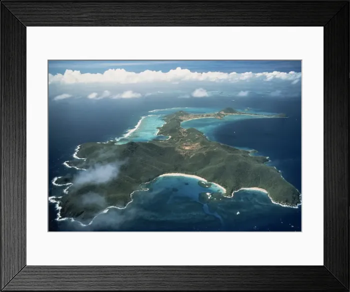 Framed Print : Aerial view over tropical island Framed Print : Aerial view over tropical island