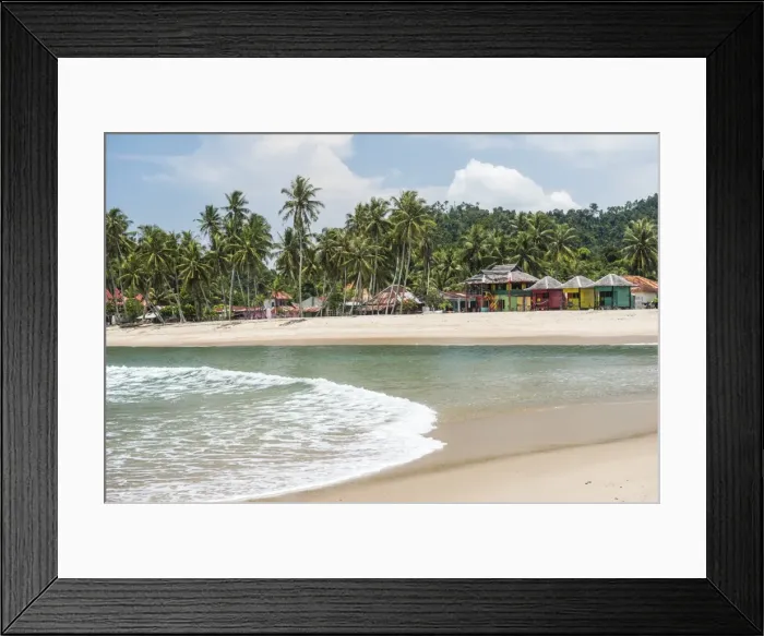 Framed Print : Sungai Pinang Beach and Rasta Beach Bungalows, near Padang in West Sumatra, Indonesia Framed Print : Sungai Pinang Beach and Rasta Beach Bungalows, near Padang in West Sumatra, Indonesia