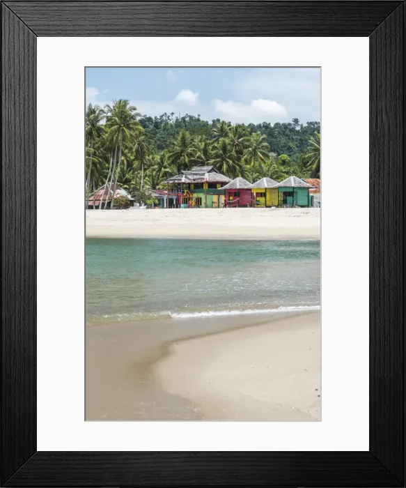 Framed Print : Sungai Pinang Beach and Rasta Beach Bungalows, near Padang in West Sumatra, Indonesia Framed Print : Sungai Pinang Beach and Rasta Beach Bungalows, near Padang in West Sumatra, Indonesia