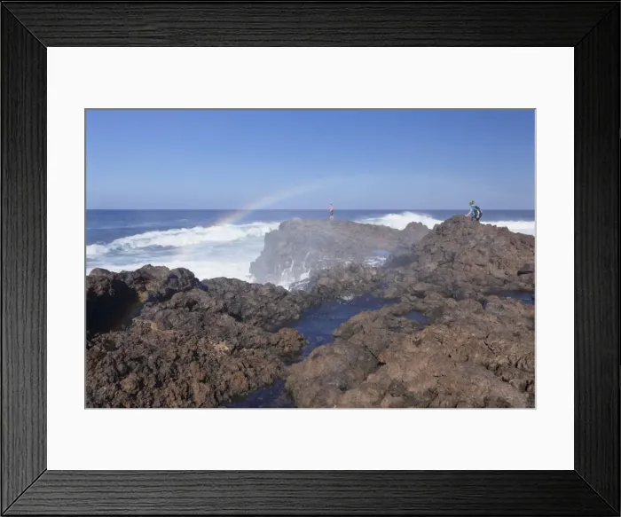 Framed Print : Tourists watching waves at the coast of La Fajana, Barlovento, Canary Islands, Spain Framed Print : Tourists watching waves at the coast of La Fajana, Barlovento, Canary Islands, Spain