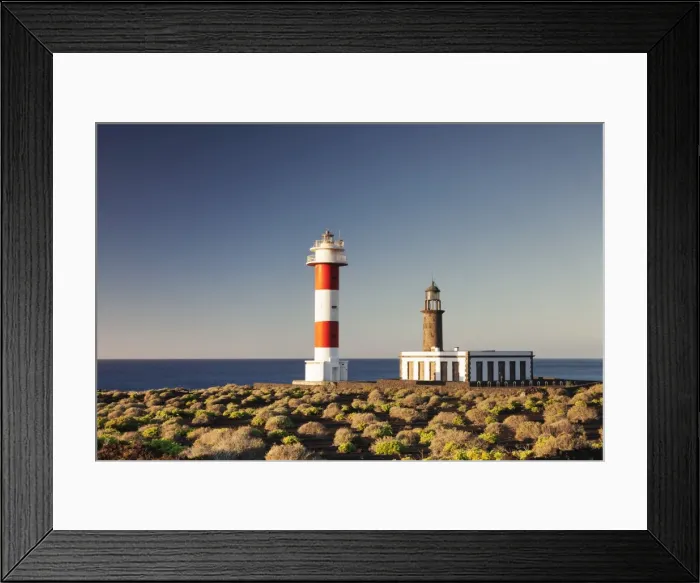 Framed Print : Faro de Fuencaliente lighthouses at sunrise, Punta de Fuencaliente, La Palma, Canary Islands