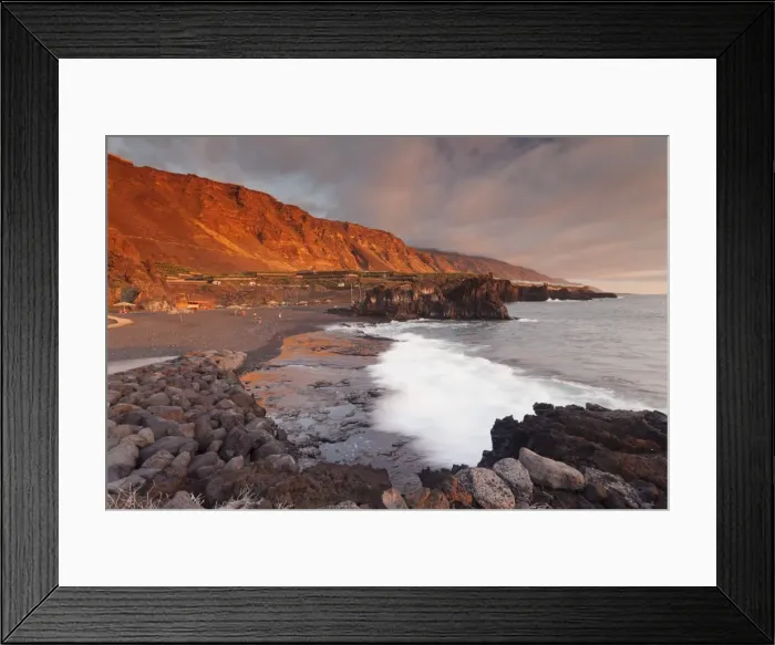 Framed Print : Playa de Charco Verde beach at sunset, Puerto Naos, La Palma, Canary Islands, Spain Framed Print : Playa de Charco Verde beach at sunset, Puerto Naos, La Palma, Canary Islands, Spain