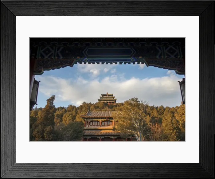 Framed Print : Pagodas and Jingshan Hill, Beijing, China, Asia Framed Print : Pagodas and Jingshan Hill, Beijing, China, Asia