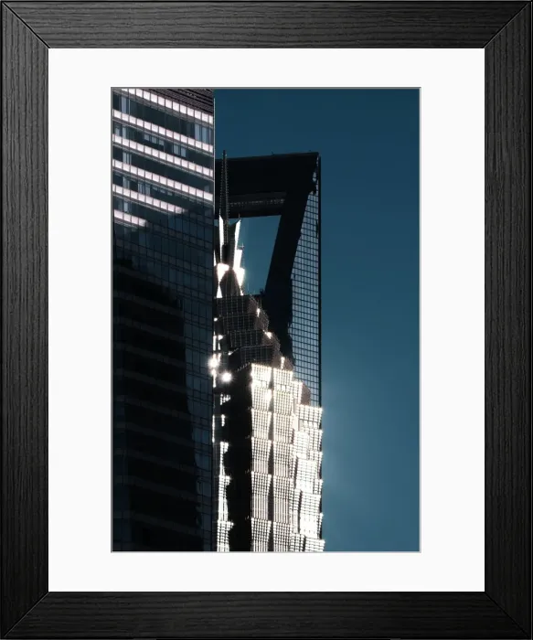 Framed Print : Sunlight reflected off skyscrapers in Pudong district, Shanghai, China, Asia Framed Print : Sunlight reflected off skyscrapers in Pudong district, Shanghai, China, Asia