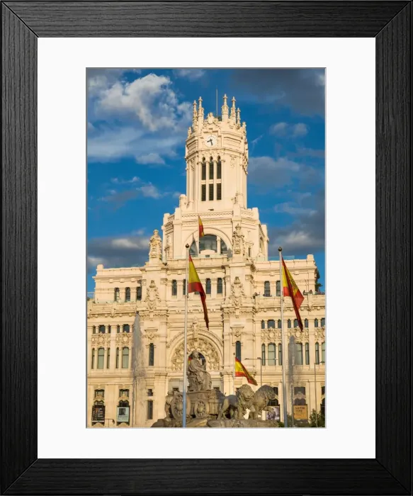 Framed Print : Fountain and Cybele Palace, formerly the Palace of Communication, Plaza de Cibeles Framed Print : Fountain and Cybele Palace, formerly the Palace of Communication, Plaza de Cibeles