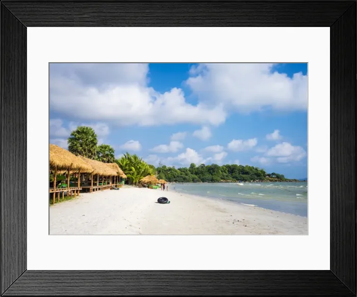 Framed Print : Thatched huts with hammocks along Ochheuteal Beach, Sihanoukville, Preah Sihanouk Province Framed Print : Thatched huts with hammocks along Ochheuteal Beach, Sihanoukville, Preah Sihanouk Province