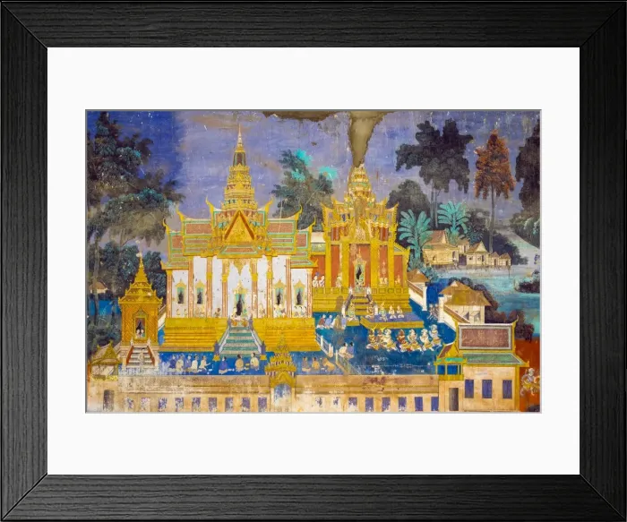 Framed Print : Murals depicting scenes from ancient epic Reamker (Ramayana) at the Silver Pagoda Framed Print : Murals depicting scenes from ancient epic Reamker (Ramayana) at the Silver Pagoda