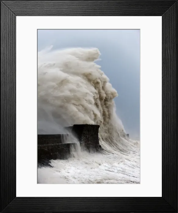Framed Print : Huge waves crash against the harbour wall at Porthcawl, Bridgend, Wales, United Kingdom Framed Print : Huge waves crash against the harbour wall at Porthcawl, Bridgend, Wales, United Kingdom