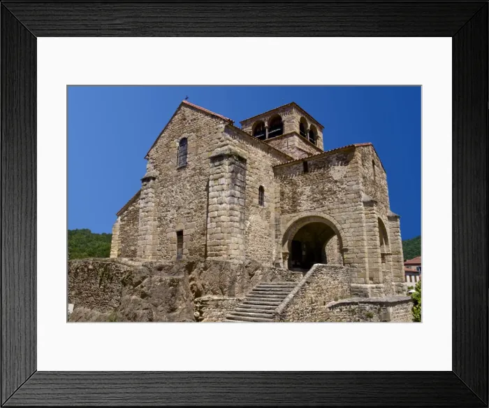 Framed Print : Saint Laurent Collegiate church dating from the 12th century, and village, Auzon Framed Print : Saint Laurent Collegiate church dating from the 12th century, and village, Auzon