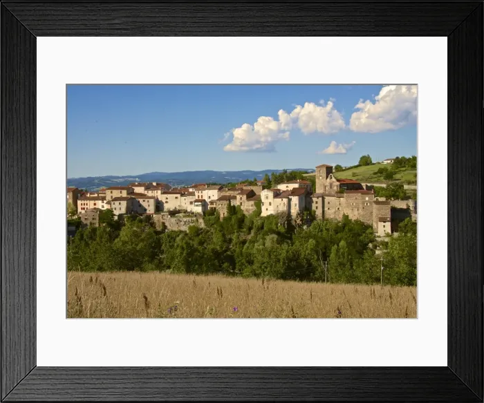 Framed Print : Perched medieval village, Saint Vincent church dating from the 12th century, Vieille Brioude